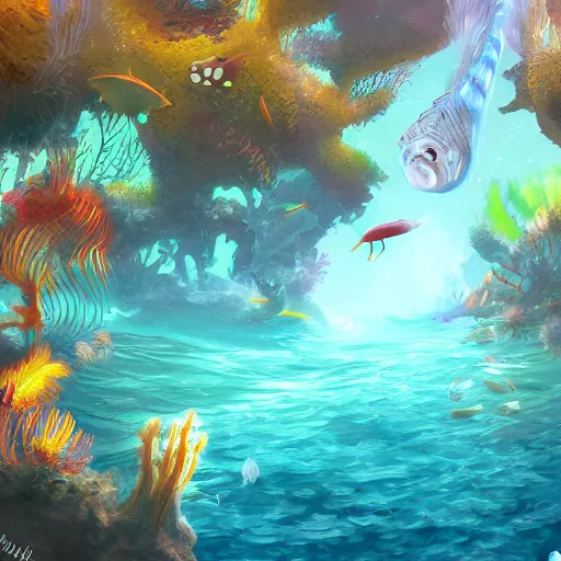 Image similar to underwater paradise, digital painting, artstation