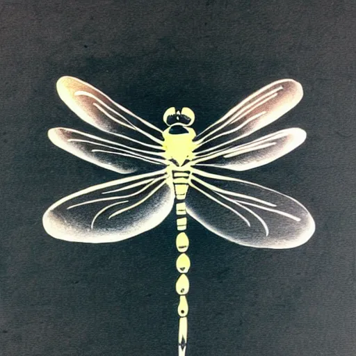 Prompt: zen dragonfly, calligraphy ink