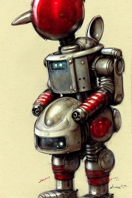 Image similar to adventurer ( ( ( ( ( 1 9 5 0 s retro future robot android rabbit. muted colors. ) ) ) ) ) by jean baptiste monge!!!!!!!!!!!!!!!!!!!!!!!!! chrome red