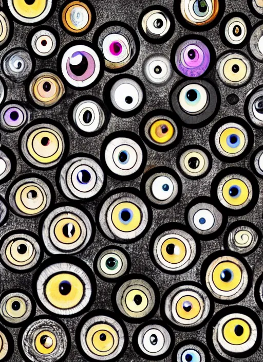 Prompt: human eyes!, black centered pupil, circle iris detailed structure, happy smiling human eyes, eyelashes, tired closed eyes, art styles mix, from wikipedia, eye relections, hd macro photographs, grid montage of shapes