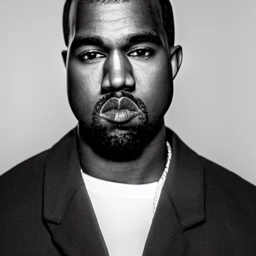 Prompt: the face of young kanye west at 2 8 years old, portrait by julia cameron, chiaroscuro lighting, shallow depth of field, 8 0 mm, f 1. 8