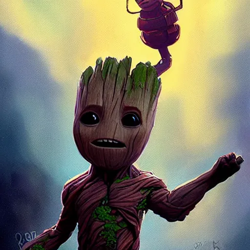 Prompt: i am baby groot by greg rutkowski