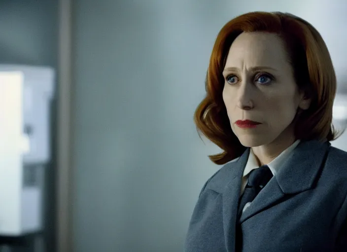 Prompt: film still of vera farmiga as scully in x - files movie, 4 k