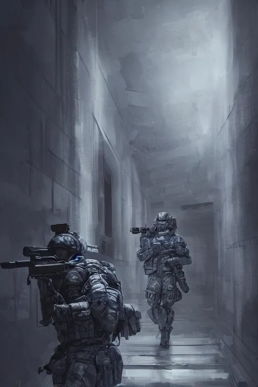 Prompt: ultra realist and ultra intricate detailed soft painting of a futuristic soldier, military, aiming his rifle down a hallway at an approaching xenonorph, sensual gloomy style, volumetric clouds, artstation, unreal render, depth of field
