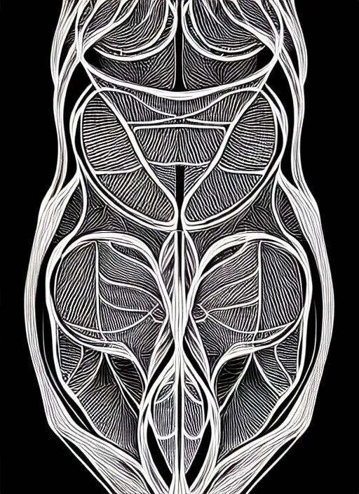 Image similar to symmetry! human fetus, intricate, elegant, highly detailed, concept art, smooth, sharp focus, lineart, illustration,, penned with black on white, 8 k