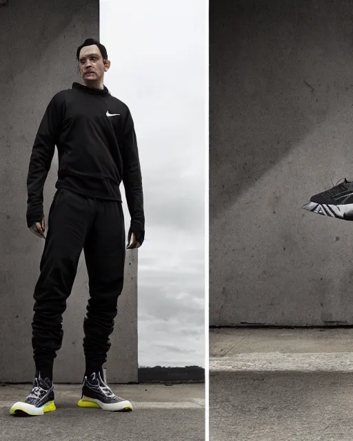 Image similar to Medium shot of Erolson Hugh wearing Nike ACG+Acronym P31-DS Pants in the style of greg rutkowski