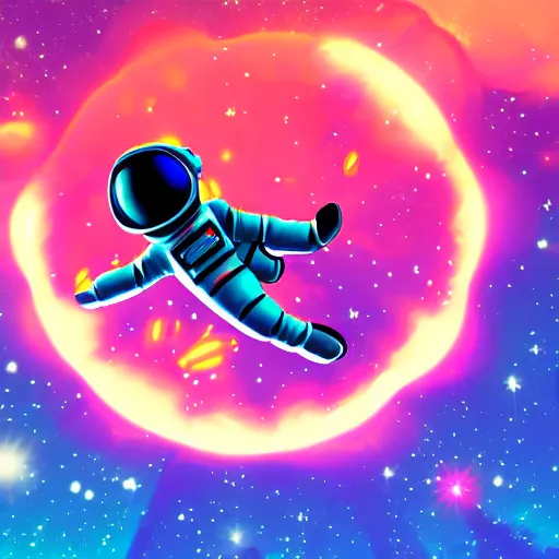 Image similar to astronaut floating in a galaxy : : 3 glowing sun : : 2 many shining stars : : 1 cyberdelic, nintendocore, supremely digital, space - age, unreal engine, super detailed, dreamlike lighting