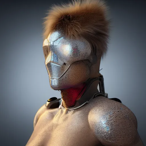 Prompt: cyborg savior with realistic fur, 3D render, Studio Lighting, High Detail, 4K, Title-Shift,Hyperrealism