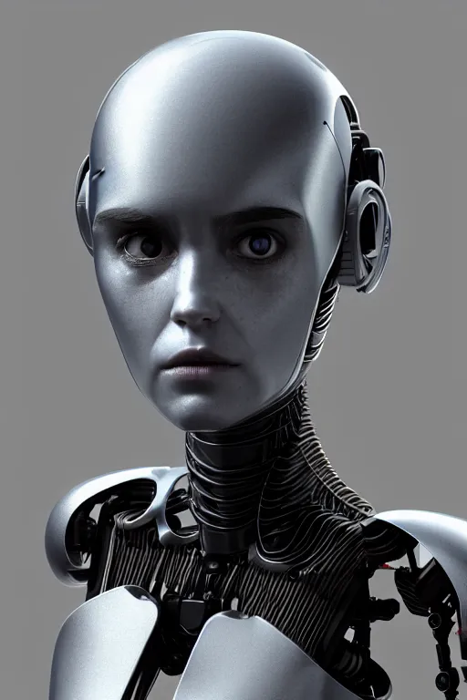 Image similar to headshot of humanoid robot from ex machina, by jean - baptiste monge, octane render, 4 k