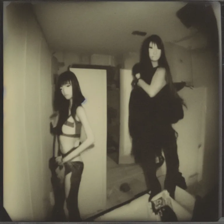 Image similar to Polaroid photo of Rika furude in the backrooms