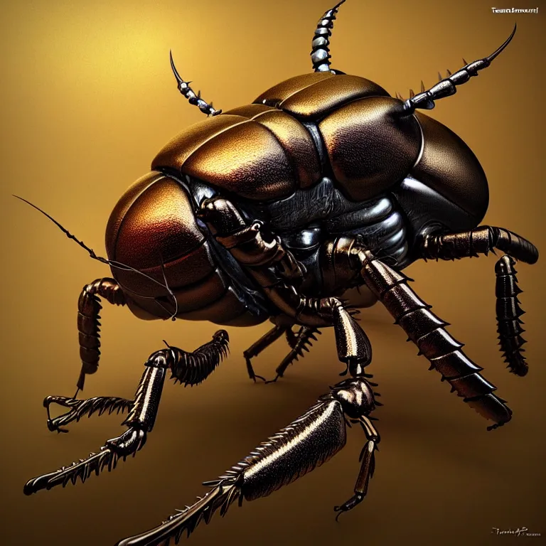 Prompt: steampunk stag beetle, biomechanical, 3 d model, unreal engine realistic render, 8 k, micro detail, intricate, elegant, highly detailed, centered, digital painting, smooth, sharp focus, illustration, artgerm, tomasz alen kopera, by wlop