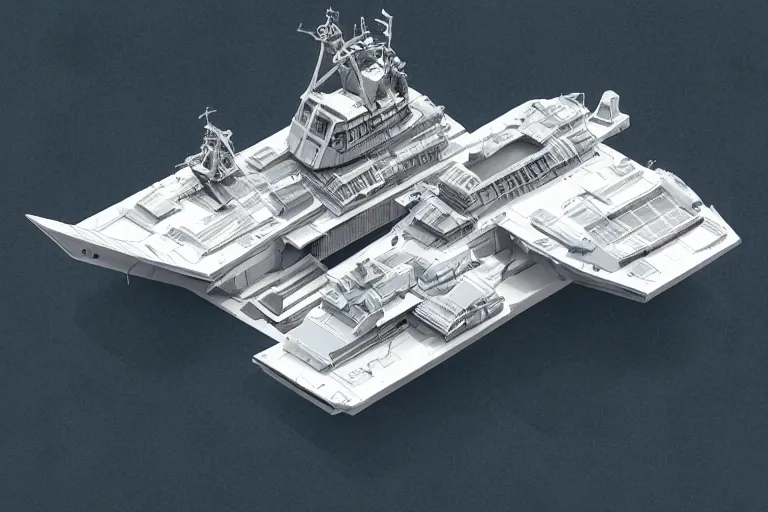 Image similar to axonometric schematics of a futuristic warship, highly detailed, intricate