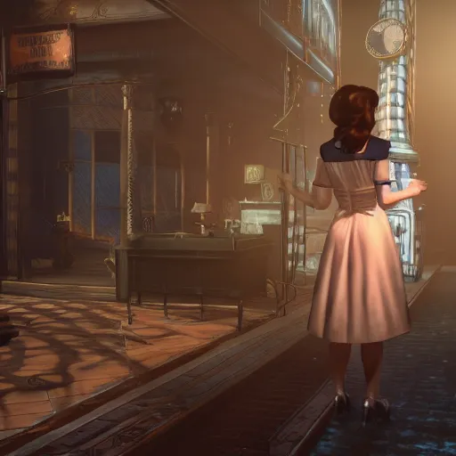 Image similar to Screenshot from Bioshock Infinite, Elizabeth, high resolution 4K, Elizabeth, Bioshock Infinite, photorealism, face