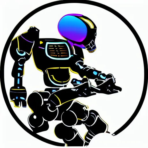 Prompt: boston dynamics robot cyborg as an svg sticker, 2 d, flat, vector art