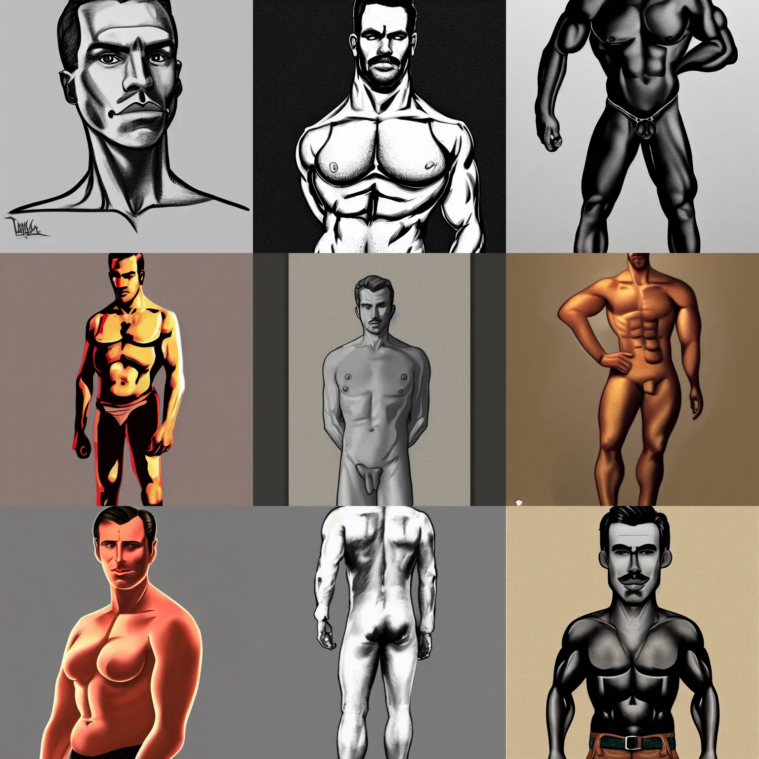 Prompt: a full - body portrait of a handsome man, by tom of finland, trending on artstation