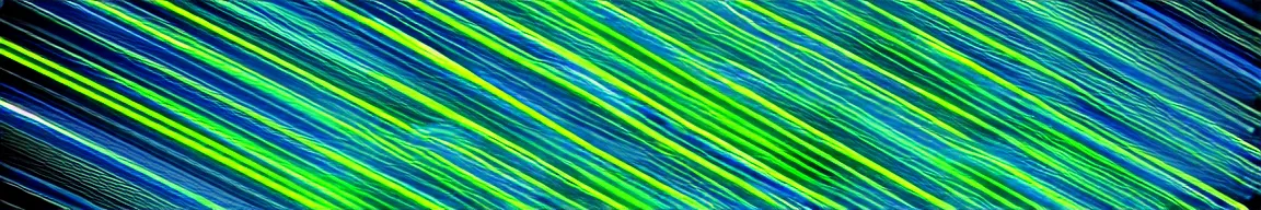 Image similar to abstract art representing data, glowing blue and green neon streaks interwinding on a deep black background