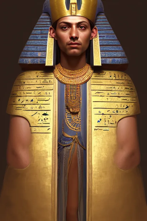 Image similar to a portrait of Ramesses II, illustration, soft lighting, soft details, painting oil on canvas by Edmund Blair Leighton and Charlie Bowater octane render trending on artstation d&d characters, 4k, 8k, HD