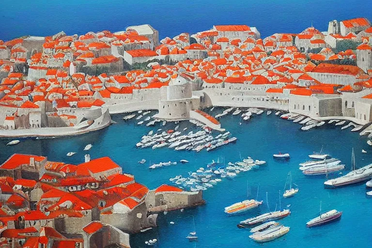 Image similar to dubrovnik, oil painting, oil in canvas, old painting