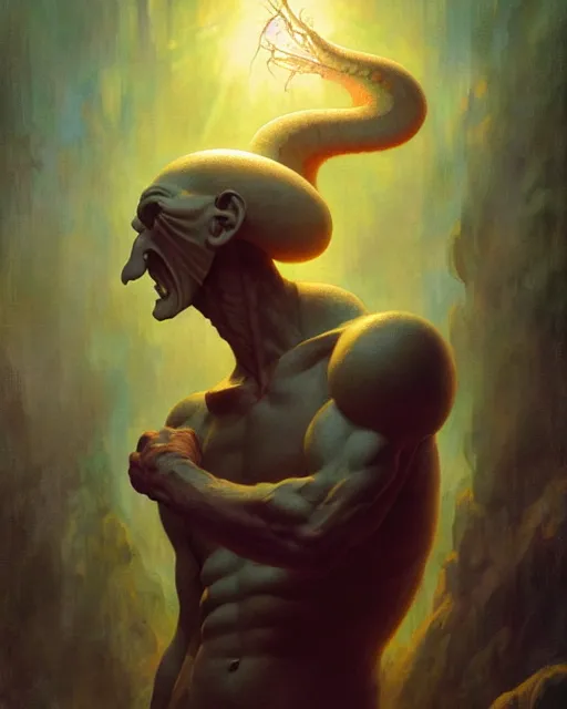 Prompt: squidward from spongebob squarepants, radiant light, caustics, by boris vallejo, gaston bussiere, bayard wu, greg rutkowski, giger, maxim verehin