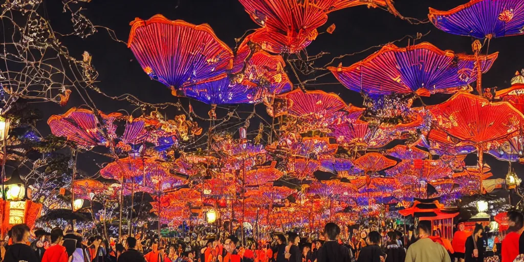 Prompt: photo of toro nagashi festival at midnight, beautiful colors and lighting, extremely intricate, hyper detailed, hd, masterpiece