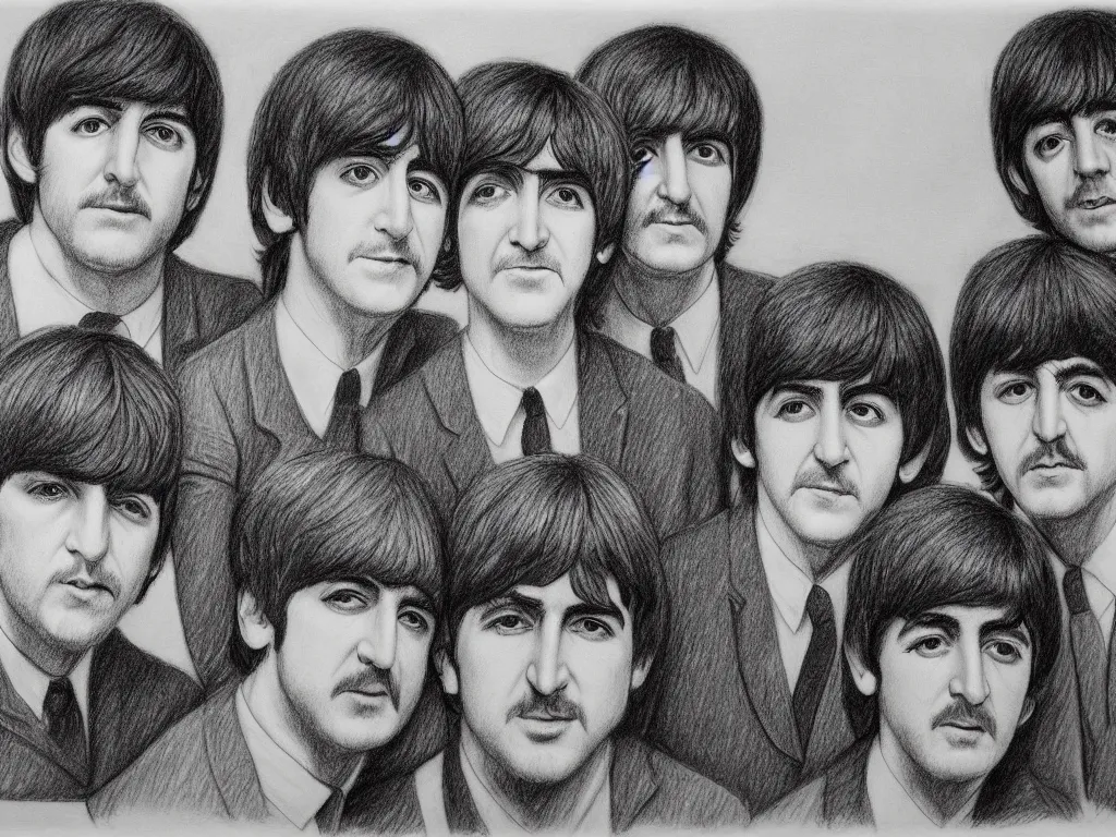 Image similar to the beatles pencil sketch,