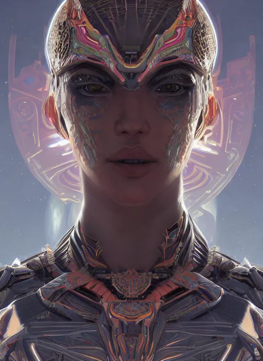 Image similar to symmetry!! portrait of jupiter alien in the style of horizon zero dawn, machine face, intricate, elegant, highly detailed, digital painting, artstation, concept art, smooth, sharp focus, illustration, art by artgerm and greg rutkowski and alphonse mucha, 8 k