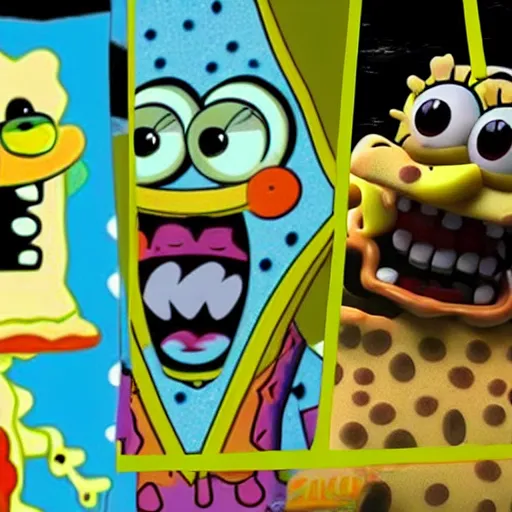 Image similar to spongebob in five nights of freddys