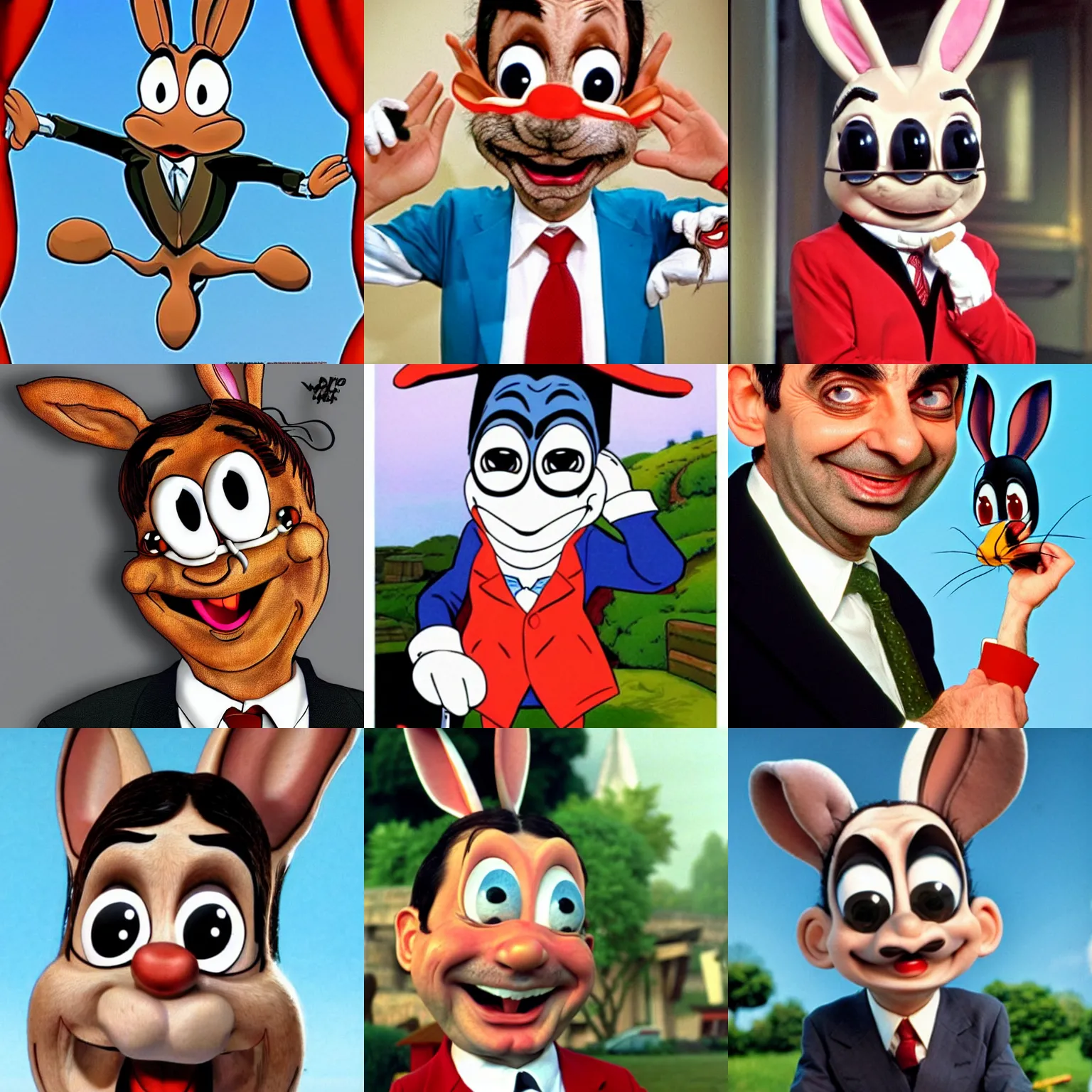 Prompt: mr bean as bugs bunny, loony toons