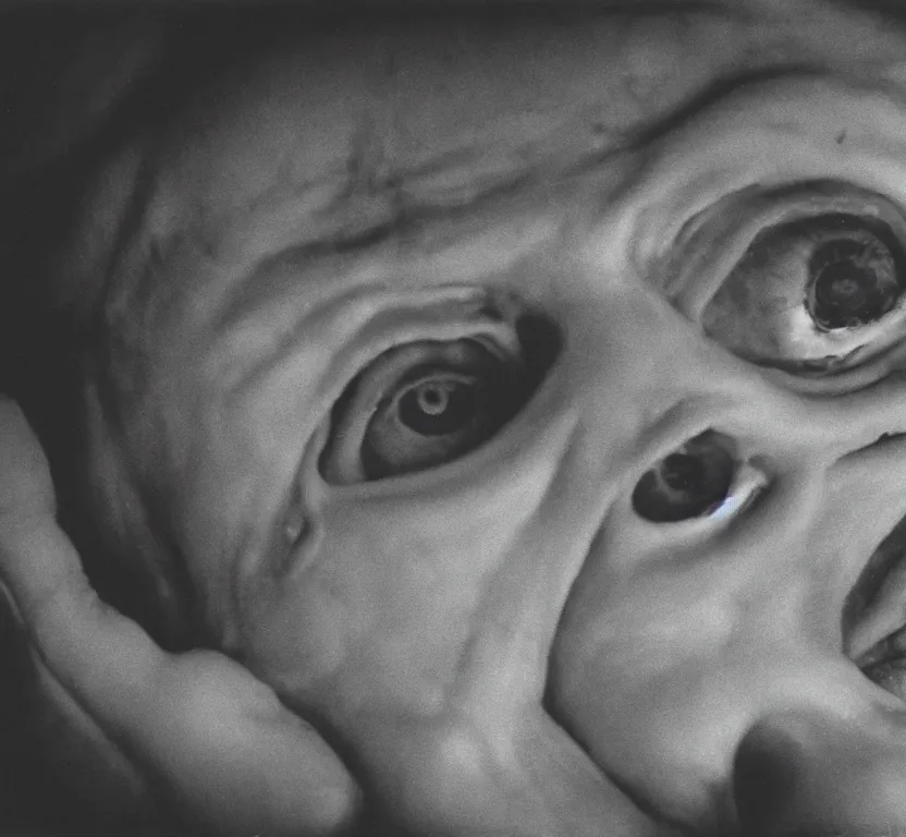 Prompt: Horrifying hypnopompic hallucinations, horror, horrifying, creepy, nightmare, by Trevor Henderson, 35 mm, film shot, film grain, 8k