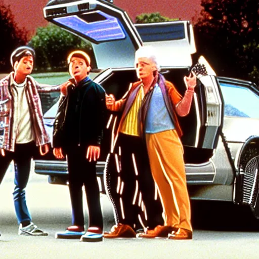 Prompt: film still from pixar adaptation of back to the future ( 1 9 8 5 )