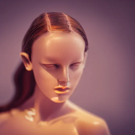 Image similar to a beautiful female made out of plastic, 5 0 mm lens, f 1. 4, sharp focus, ethereal, emotionally evoking, head in focus, volumetric lighting, 8 k