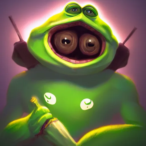 Image similar to gigachad pepe the frog, stylized characrter render with cinematic lighting by greg rutkowski, trending artstation, deviantart, 8 k