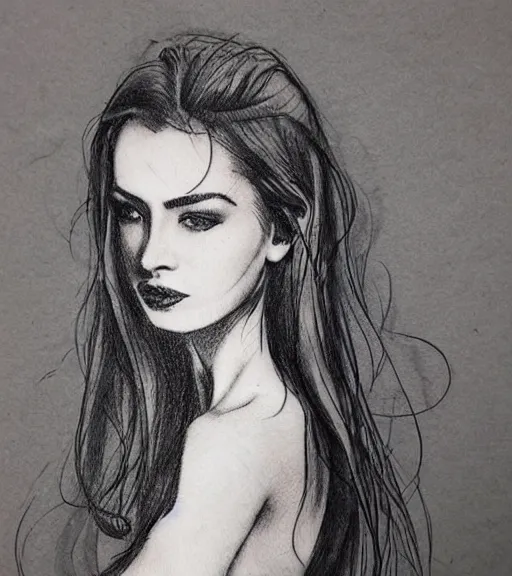 Image similar to tattoo design sketch of a beautiful woman face in front of a background of beautiful mountains, amazing blend effect, hyper - realistic, in the style of matteo pasqualin, amazing detail, black and white