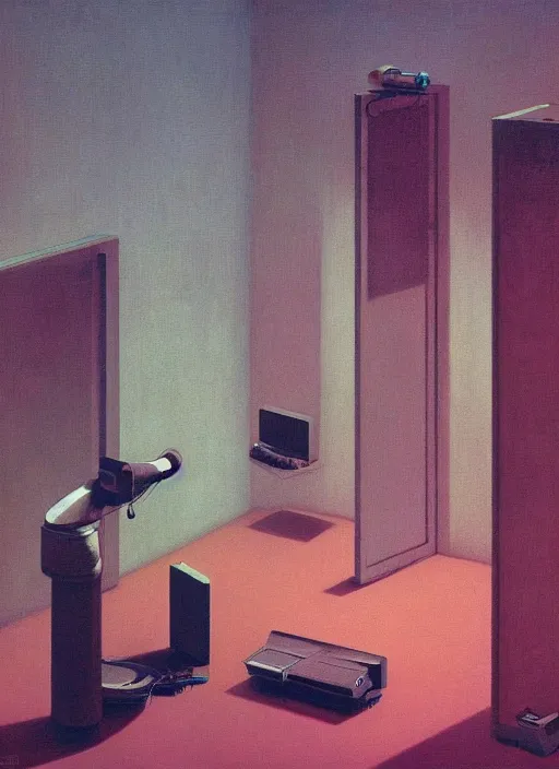 Prompt: The panopticon of cellular phones, Edward Hopper and James Gilleard, Zdzislaw Beksinski, Mark Ryden, Wolfgang Lettl highly detailed, hints of Yayoi Kasuma