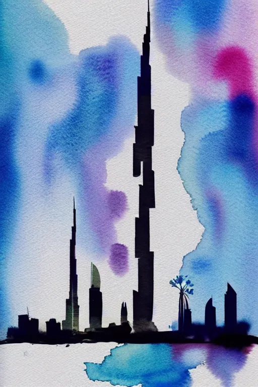 Prompt: minimalist watercolor splash ink art of dubai