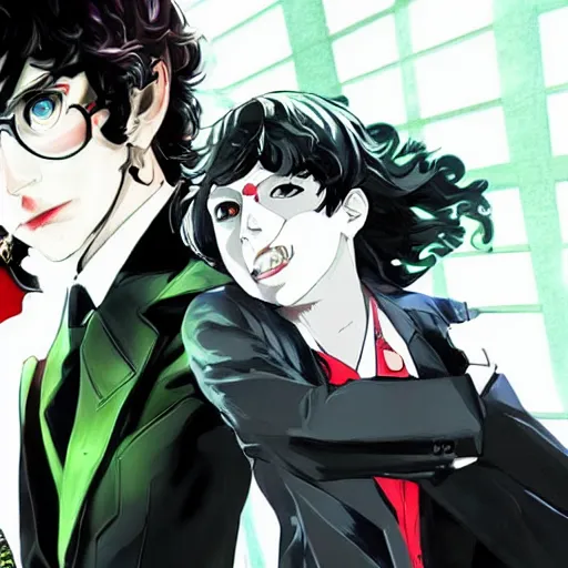 Image similar to persona 5 joker portrayed by joaquin phoenix,