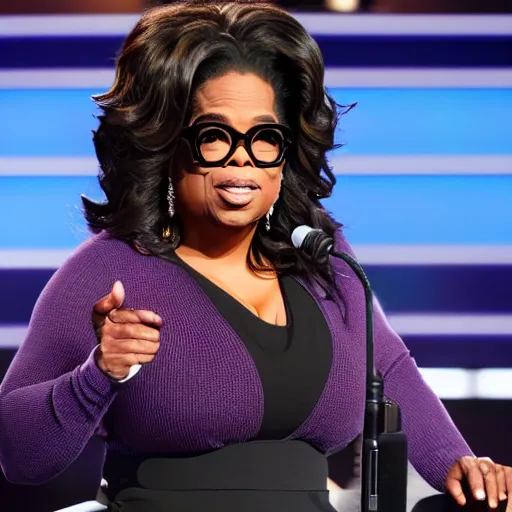 Image similar to oprah as a xenomorph alien hosting talk show