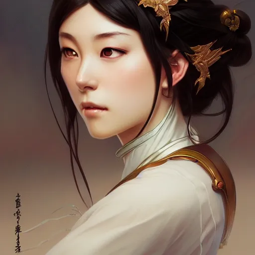 Image similar to beautiful nanao arai, closeup, d & d, fantasy, intricate, elegant, highly detailed, digital painting, artstation, concept art, matte, sharp focus, illustration, art by artgerm and greg rutkowski and alphonse mucha