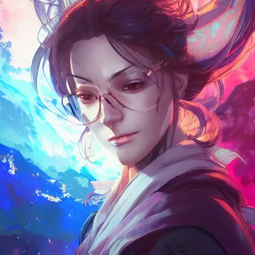 Image similar to anime female doctor character, digital illustration portrait design, by android jones and greg rutkowski, retrowave color scheme, detailed, cinematic lighting, wide angle action dynamic portrait