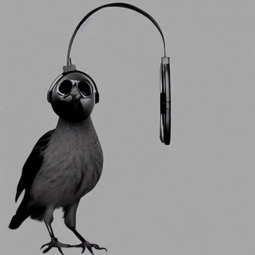 Image similar to a bird wearing headphones