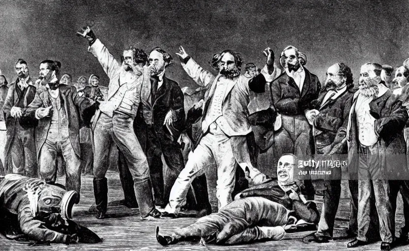 Prompt: Karl Marx as WWE wrestler suplexing Friedrich Nietsche on a WWE ring and the crowd goes crazy, sports photo, highly detailed
