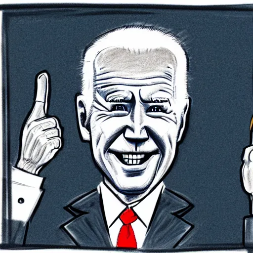 Image similar to drawing, Joe Biden dressed as a dinosaur, open-faced drawing, Joe Biden dressed as a dinosaur, open-faced