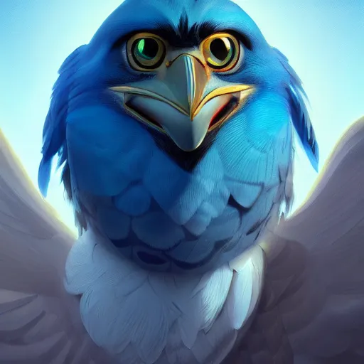 Prompt: portrait of horus, the egyptian god, eagle face, blue feathers, mattepainting concept blizzard pixar maya engine on stylized background splash comics global illumination lighting artstation, sharp focus, lois van baarle, ilya kuvshinov, rossdraws