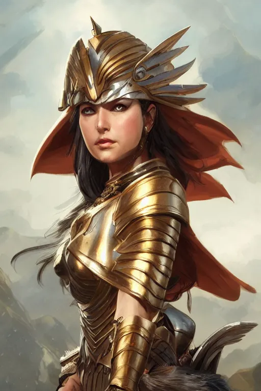 Image similar to amazon valkyrie athena, d & d, fantasy, portrait, highly detailed, headshot, digital painting, trending on artstation, concept art, sharp focus, illustration, art by artgerm and greg rutkowski and magali villeneuve