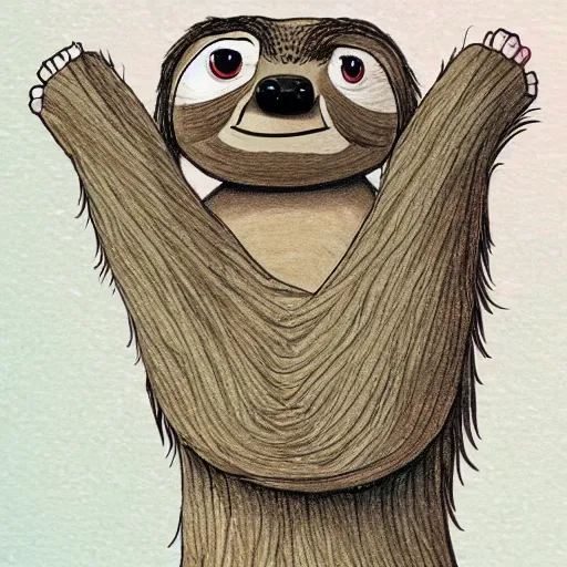 Image similar to stoned sloth, cartoon, animation, drawing, detailed