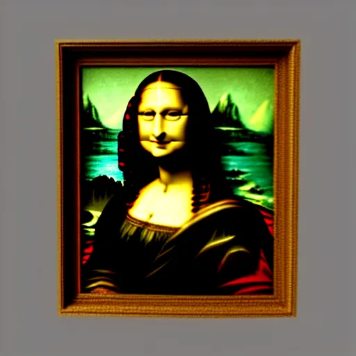 Image similar to hyperrealism photography computer simulation visualisation of parallel universe mona lisa by caravaggio rendered in mandelbulb 4 d