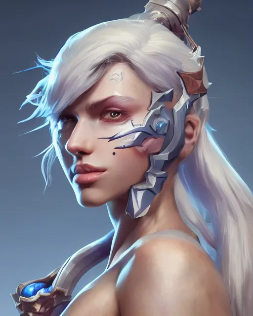 Image similar to league of legends portrait, au naturel, hyper detailed, digital art, trending in artstation, cinematic lighting, studio quality, smooth render, unreal engine 5 rendered, octane rendered, art style by klimt and nixeu and ian sprigger and wlop and krenz cushart.