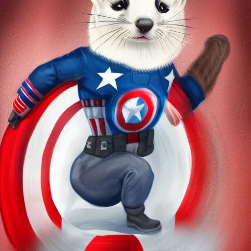 Image similar to A ferret as Captain America, Digital painting