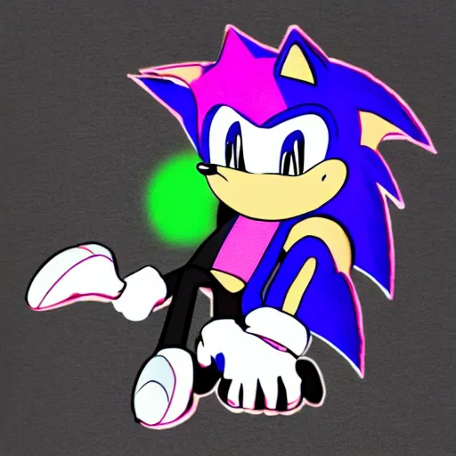 Prompt: Raver Goth Sonic the Hedgehog