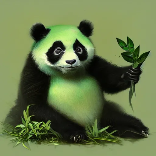 Image similar to cute green panda, intricate, highly detailed, digital painting, artstation, concept art, smooth, sharp focus, illustration, Unreal Engine 5, 8K, art by artgerm and greg rutkowski and alphonse mucha